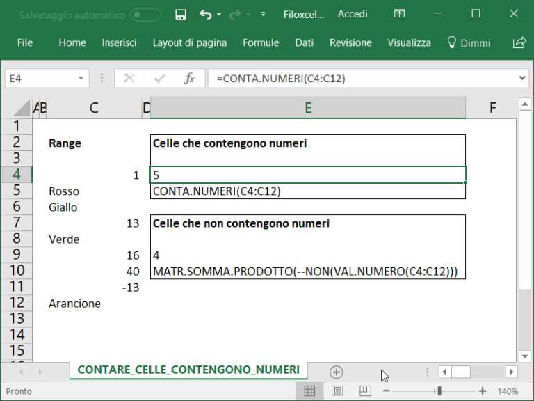Contare Celle Contengono Numeri Excel Microsoft Excel Per Professionisti 1968