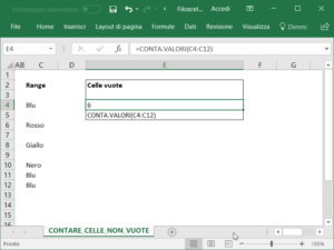 Contare Celle Non Vuote Excel - Excel Per Professionisti