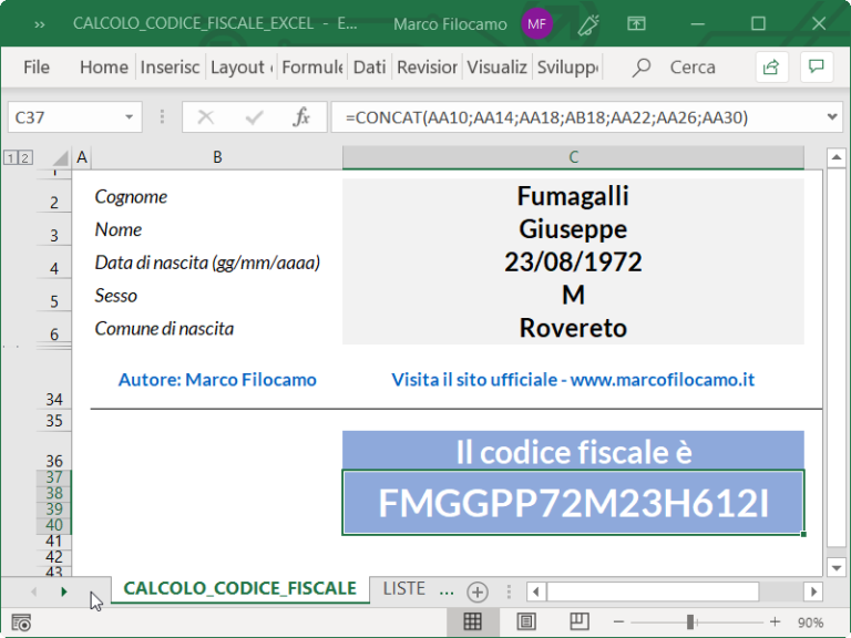 Scopri Come Calcolare Il Codice Fiscale Con Excel 3266