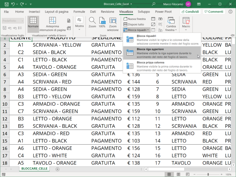 Bloccare Celle Excel Excel Per Professionisti 7107