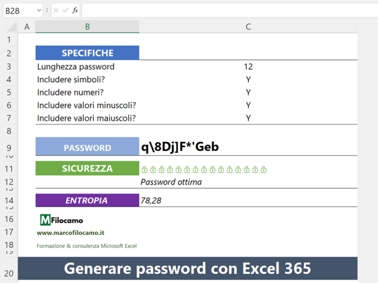 come cambiare password ad un file excel