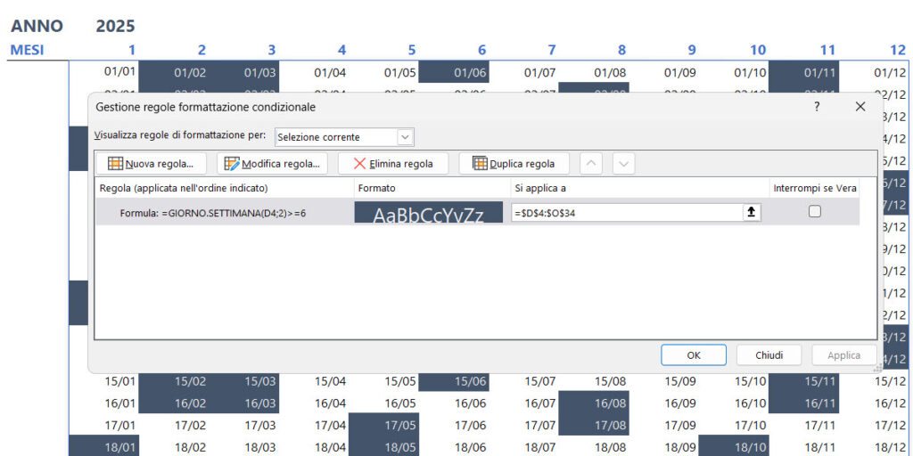 COME_CREARE_CALENDARIO_EXCEL_2025_MICROSOFT_EXCEL_MARCOFILOCAMO_FORMATTAZIONE_CONDIZIONALE_MENSILE