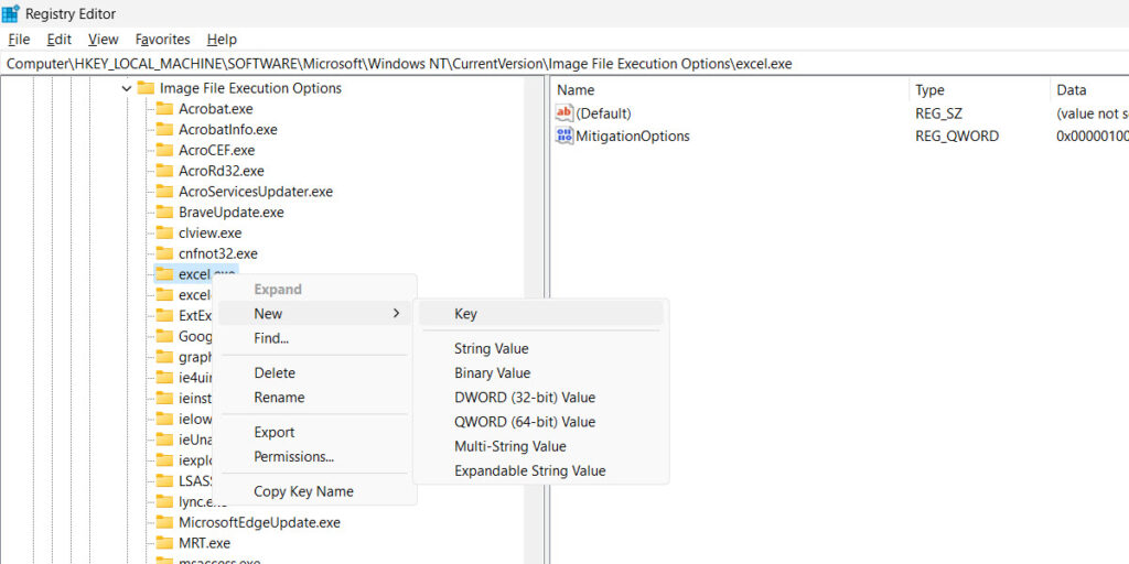 COME_IMPOSTARE_PRIORITÀ_MICROSOFT_EXCEL_WINDOWS_11_MARCOFILOCAMO_REGISTRO_NUOVA_CHIAVE