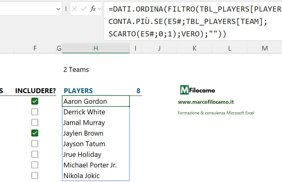 COME_INSERIRE_CHECKBOX_MICROSOFT_EXCEL_MARCOFILOCAMO_FORMULA_GIOCATORI_MULTIPLI