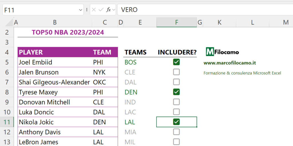 COME_INSERIRE_CHECKBOX_MICROSOFT_EXCEL_MARCOFILOCAMO_VERO_FALSO