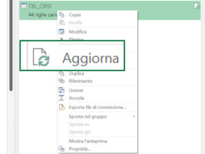 POWER_QUERY_EXCEL_QUERY_CARICAMENTO_DATI_IN_EXCEL_AGGIORNA